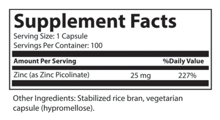 Zinc Picolinate 25 mg - Image 2